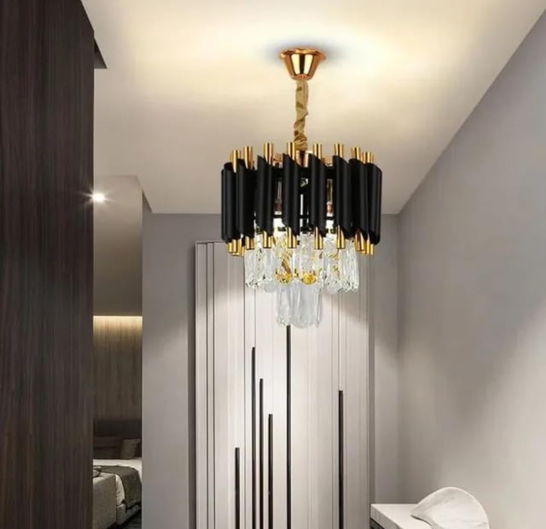 Glass Dreamie 300 Mm Chandelier For Living Room Modern Ceiling Light Jhumar For Hall, Round Jhoomer Show Lights For Home Decoration Ceiling 300 Mm