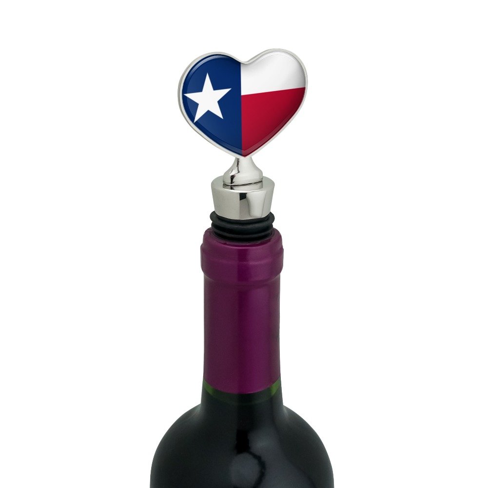 Texas State Flag Heart Love Wine Bottle Stopper