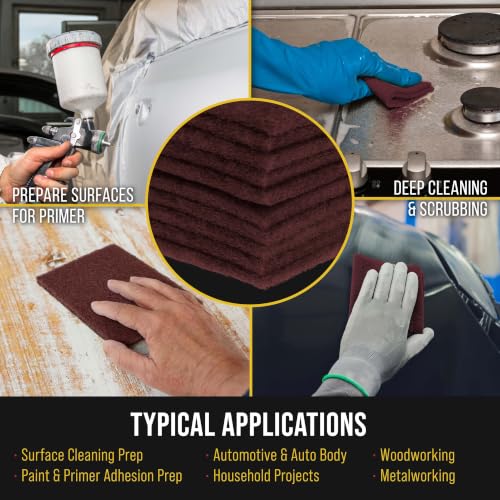 Image of Dura-Gold Premium 6 inch x 9 inch Maroon General Purpose Scuff Pads, Box of 10 - Scuffing, Scouring, Sanding, Paint Primer Prep Adhesion Scratch - Surface Preparation Automotive Car Auto Body Woodworking Wood