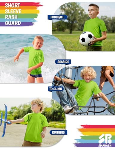 Image of Boy's UPF 50 Rash Guard Swim Shirts Short Sleeve Sun Protection SPF Fishing Surfing Water Beach Shirts Quick Dry