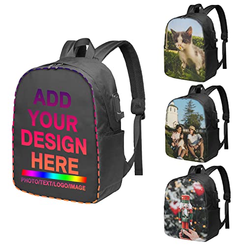 Custom Backpack Personalized Large Capacity Shoulder Traveling Bag Add Your Customized Photo Picture Text Casual Backpack Travel Knapsack Standard Size For Travel Work