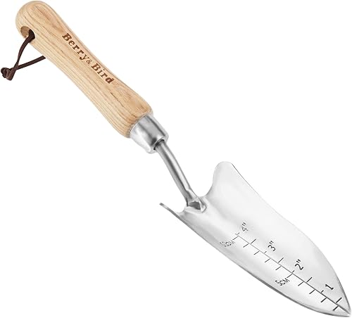 Pala de mano para jardín de Berry&Bird, acero inoxidable, resistente, para mujeres, herramienta de jardinería con mango ergonómico y cabeza de metal