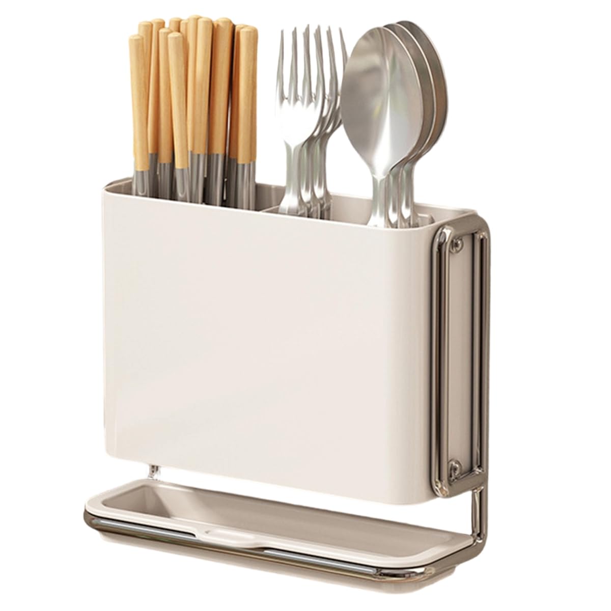 UDSKNV[KSL Kitchen Countertop Cutlery Holder Wall-Mounted No-Drill Chopstick Organizer Rack Utensil Drain Storage Rack A