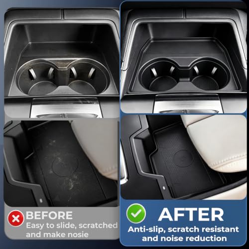 Image of Cup Holder Insert & Wireless Charging Protective Mat for Mazda CX5 2026, Center Console Interior Accessories Cup Holder & Wireless Charger Cover Pad for 2026 CX-5, Black