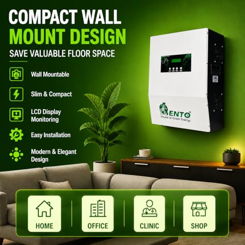 Image of Lento 2.5KVA 24V Solar Inverter for Home | Hybrid Solar PCU with Advanced MPPT Technology | Pure Sine Wave Solar UPS | Compatible with Lithium, Tubular, SMF & Gel Batteries | Wall-Mount Design