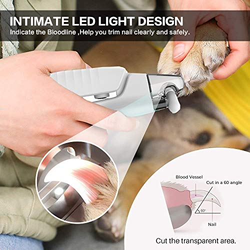 Aodesy Cat Dog Nail Clippers and Trimmer, Pet Nail Clippers with LED Light, Professional Pet Trimmer Dog Cat Pet Nail Clippers, Professional Grooming Tools Kit for Animals Claw Care
