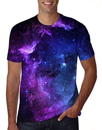 uideazone Mens 3D Nebula Star Cluster Short Sleeve T-Shirt Juniors Cool Tee Tops