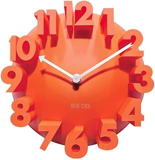 Gigicloud 3D Wall Clock, Modern Digital Clock Modern Round Quartz Clock For Home, Living Room, Kitchen, Bedroom, Office,Contemporary Decor, Orange