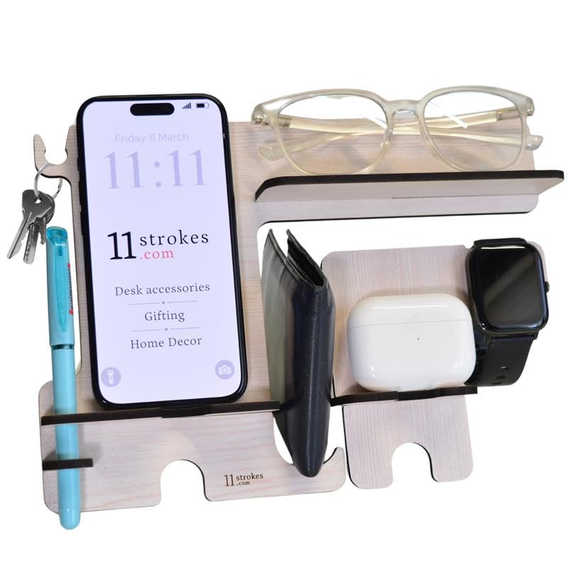 11 Strokes Engineered Wood Multipurpose Organizer with Mobile Sta...