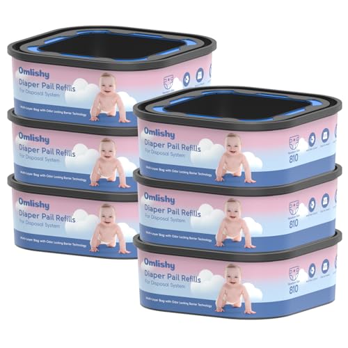 Image of 6 Pack Jumbo Square Bags Refill Compatible with Diaper Genie Compact, Select Pails (Not Fit Classic), Disposal Bag Refills with Continuous Film, Hold Up to 810 Newborn-Sized Diapers