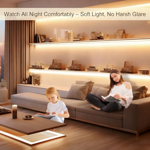Image of ZSLAIFU Battery Powered LED Strip Lights, 3.3FT COB LED Strip Light, Battery Operated LED Lights, Warm LED Strip Lights Battery Powered for Closet, Cabinet, Shelf, Kitchen, DIY Lighting