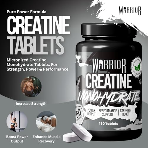 Warrior Creatine Monohydrate Tablets – 3000mg Per Serving – Supplement for Performance – Supports Muscle Growth – Unflavoured – Suitable for Men & Women – Vegan & Vegetarian Friendly (180 Capsules) - Image 4