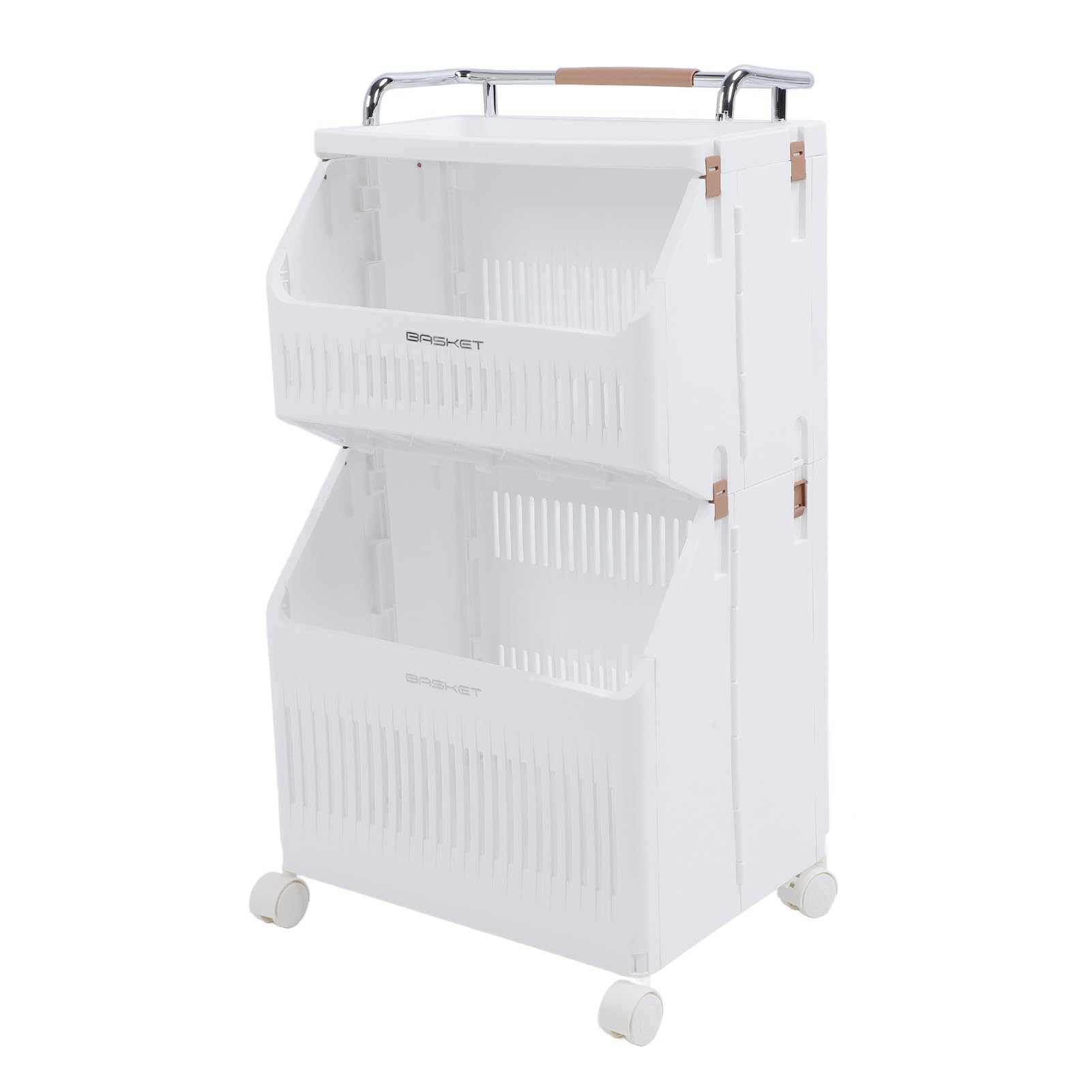 Luqeeg Carrello Portaoggetti con Ruote Organizer per Biancheria Organizer Multiuso Cesto Portabiancheria Pieghevole con 4 Ruote per Bagno Lavanderia Soggiorno Cucinotto 3 Ripiani (2 strati)