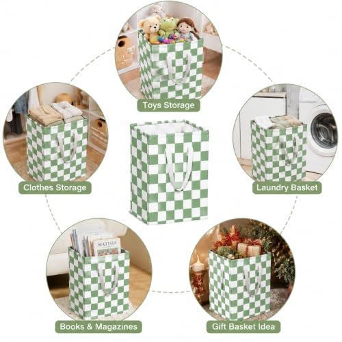 Image of MAIZMZ 3 Pack Sage Green Storage Bins, 14.6 inchx12.6 inchx19.7 inch Waterproof Lining Laundry Baskets for Girls Room, Gifts