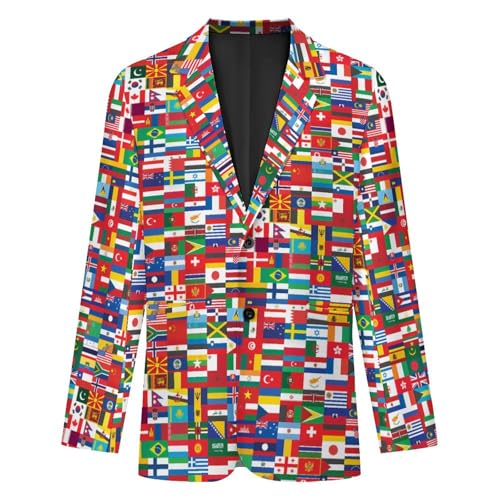 Flags of The World Men's Suit Jacket 2 Button Lapel Blazers Tuxedo Business Coat for Wedding Party2