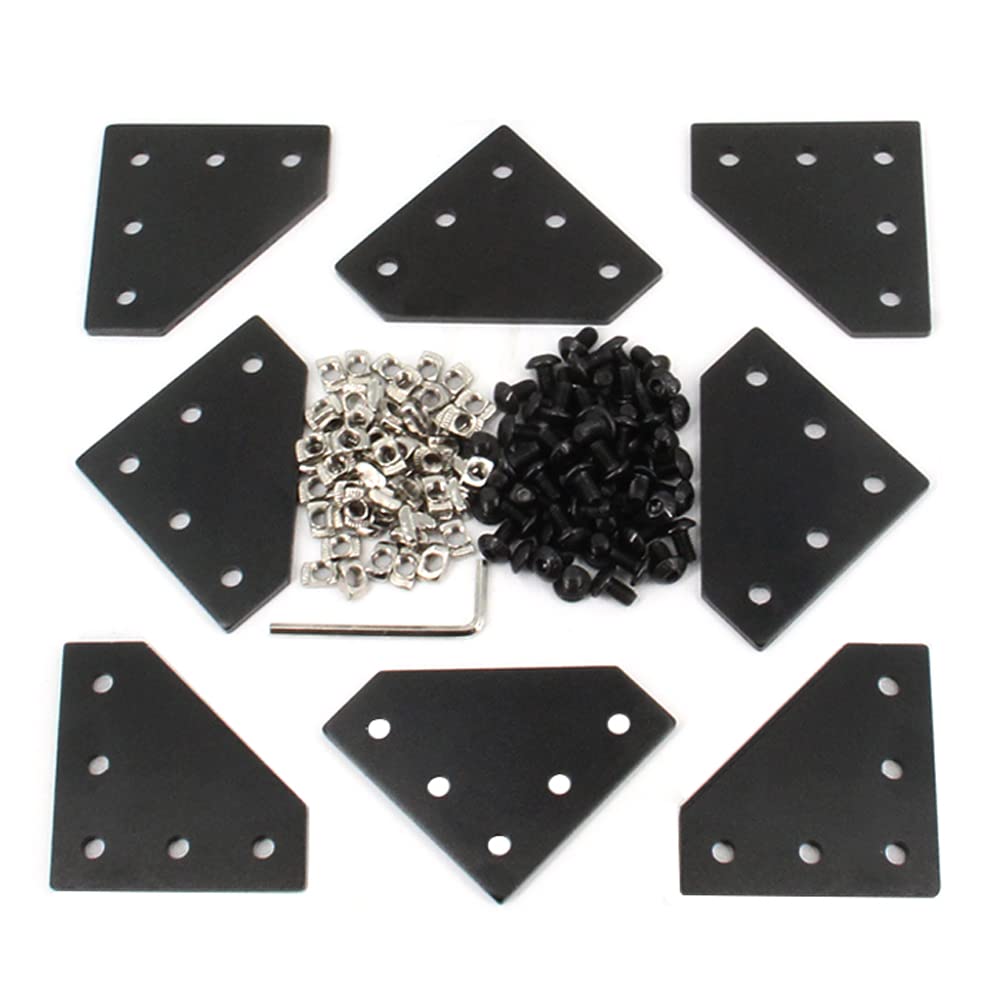 Yeebyee 2020 Corner Bracket Plate L Shape 5 Hole 90 Degree Outside Joining Plate with M5x8mm Screws and T-Nuts for 20 x 20mm Series Aluminum Extrusion
