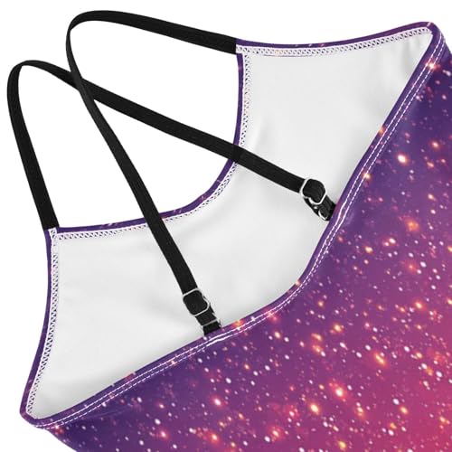 Pigsaly Girls One Piece Swimsuits Pink Orange Dark Purple Gradient Flashing Glitte Kids Cross Back Swimwear Bathing Suit 3T4