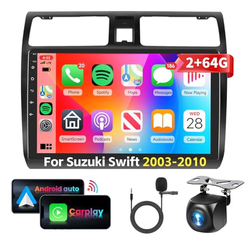 2+64G Podofo 10’’Autoradio Für Suzuki Swift 2003-2010 Android 13 Wireless