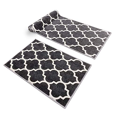 Prest-O-Fit Decorian 2-Piece RV Rug Set - Trellis Design Fossil Gray
