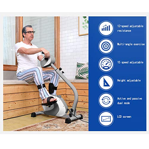 Image of Portable Pedal Exercise Electric Pedal Recumbent Exercise Bike with Adjustable Resistance, Electric Rehabilitation Machine, Arm Leg Pedal Exerciser with LCD Display Fitness Machine,