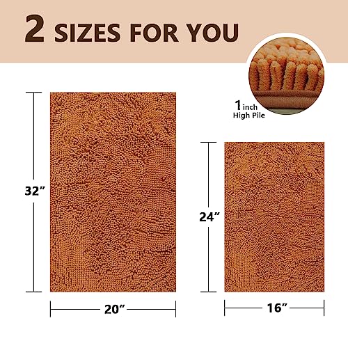 Image of BOANKODU Bathroom Rugs Sets 2 Piece, Extra Soft Chenille Bath Mat Absorbent Bathroom Rug, Bathroom Mat with Sturdy PVC Non-Slip Bottom, Machine Washable Bath Rugs (Champagne)