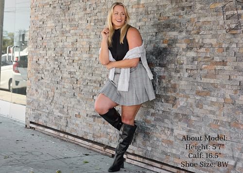 RF ROOM OF FASHION Women's Plus Size Square Toe Knee High Dress Boots (Wide Calf Wide Width)2