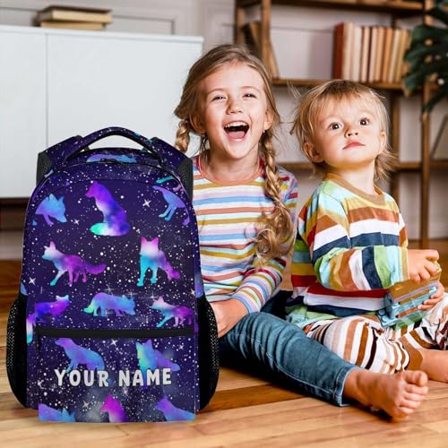 Personalized Wolf Backpack for Kids, 17 Inch Colorful Backpacks for Primary School, Cool Durable Bookbag for Teens3