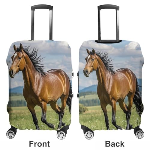 Horse Running in Field Printed Luggage Cover Protector, Fits 18-32 Inch Luggage3