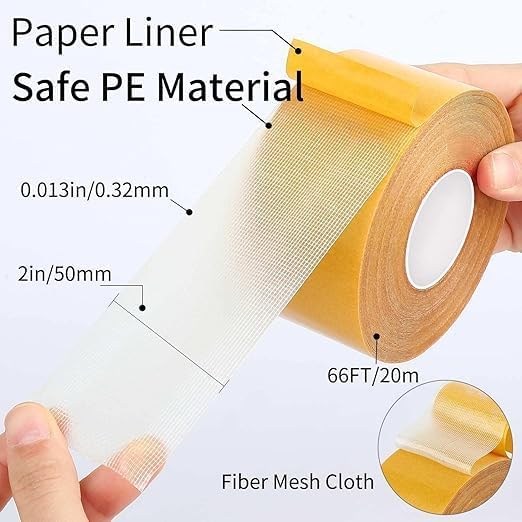 Image of Double Sided 5CM x 10M Long Super Strong Sticky Carpet Tape, Non-Slip Waterproof Removable Mesh Grid Tape for Hardwood Floors, Mats, Wall Hanging & Paste Decoration (10M)