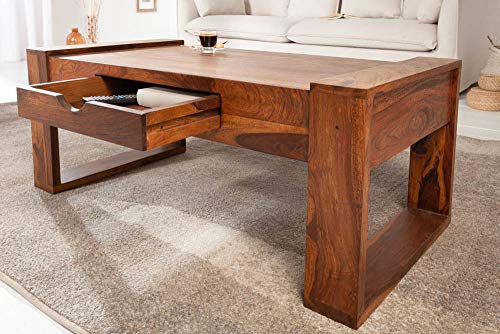 invicta INTERIOR Massiver Couchtisch MARKANT 100cm Sheesham mit Schublade Wohnzimmertisch Tisch Massivholztisch – Bild 5