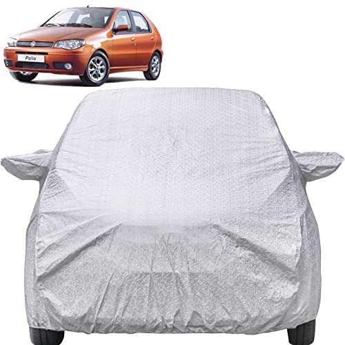 Image of Autofact Waterproof Car Body Cover Compatible with Fiat Palio (2001 to 2011), with Mirror Pockets, Shinning Silver Design, Non Woven Fabric Triple Stiched, Fiat Palio Car Accessories