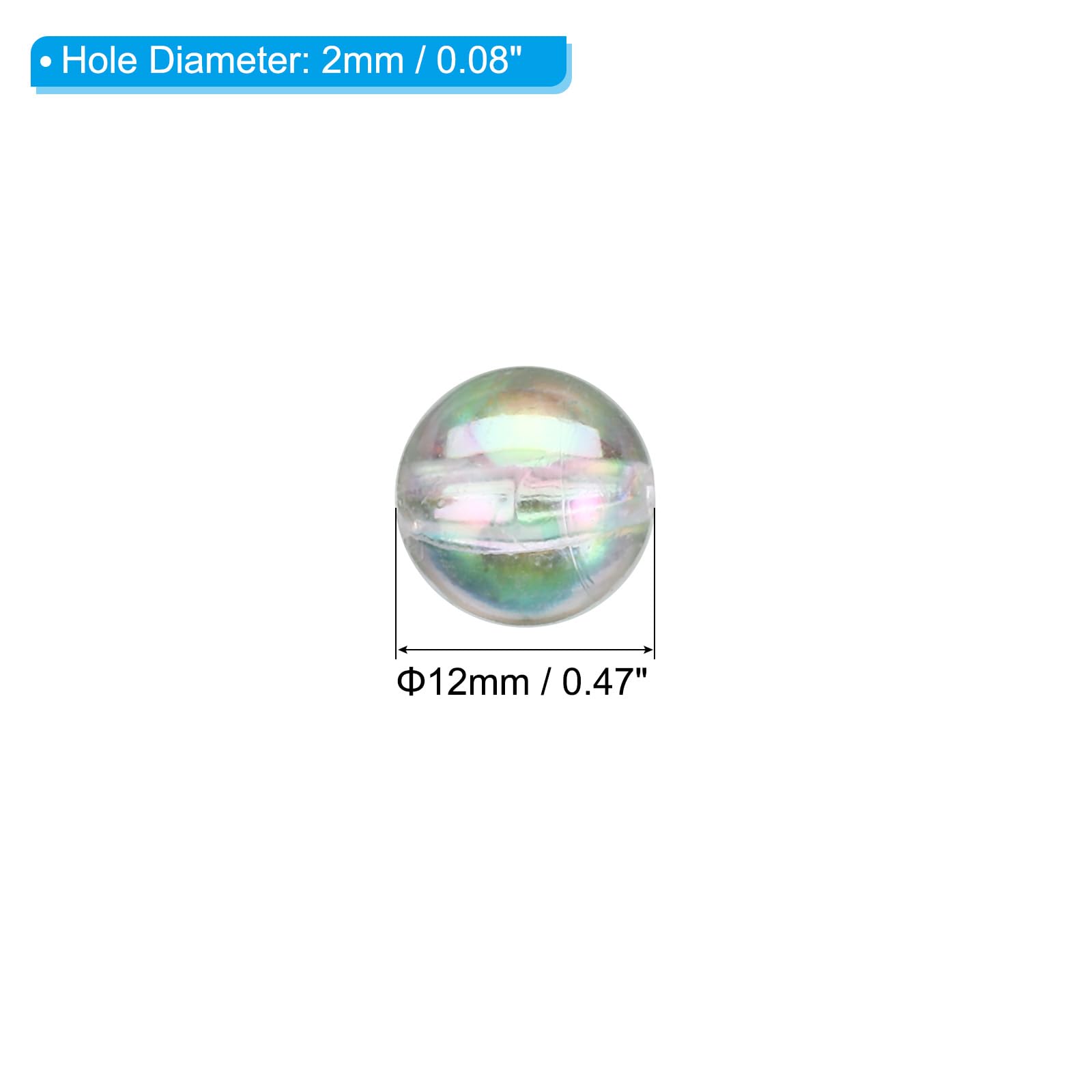PATIKIL 12mm Acrylic Beads For Jewelry Making - 200 Pack Clear AB Spacer Beads - View #9