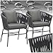 tectake® Gartenstühle Set, Geflecht-Stuhl, Gartenstuhl Rope, Stühle Outdoor, Balkon Sessel, Terrassenmöbel mit Sitzpolster und Kissen für Garten, als Terrassenstuhl, Gartensessel - 2er Set
