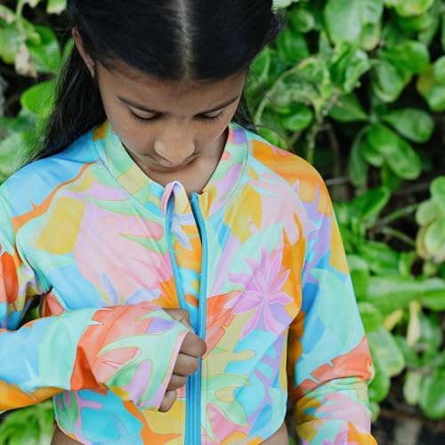 Image of SwimZip Girls' Long Sleeve Zipper Crop Top Rash Guard UPF 50+ Sun Protection