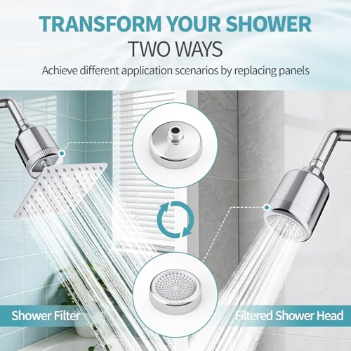 Image of SR SUN RISE 2-in-1 Filtered Shower Head for Hard Water, High Pressure | 20-stage filtration; chrome finish; fixed or inline setup; 360 swivel; includes 1.75 and 2.5 GPM restrictors