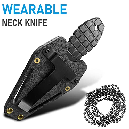 Image of Mini EDC Pocket Neck Knife with Chain and Sheath w /Pocket Clip, Ultra Small Fixed Blade Knives Tactical Necklace Knife for Men, Utility Box Cutter Outdoor Camping Backpacking Knives
