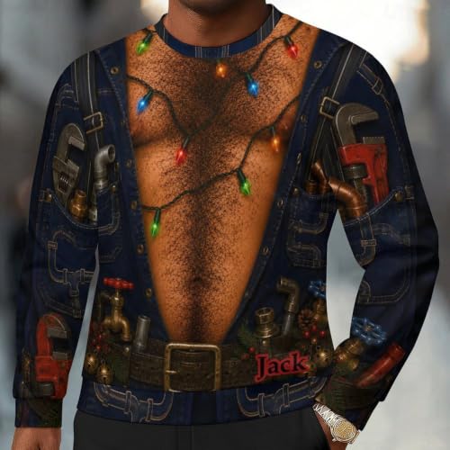 Hairy Chest Plumber Overalls Print, alternative view 1