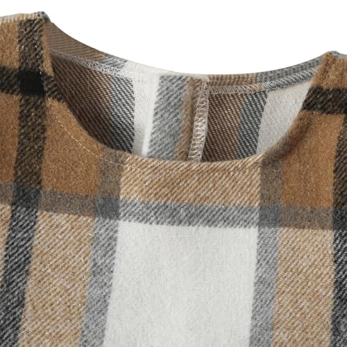 Sobrisah Plaid Dress for Toddler Girls Long Sleeve Round Neck Christmas Holiday Flannel Dresses with Hat,Size 2-7Years3