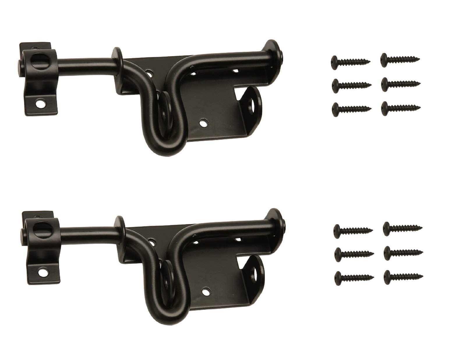 2Pcs Black Heavy Duty Slide Bolt Gate Latch with Padlock Hole - Solid Hardware Thickened Metal Sliding Bolt Door Locks Gate Latches for Shed Door,Wooden Fences,Barn Doors,Outdoor Latch