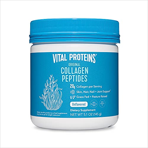 Vital Proteins Collagen Peptides Powder Supplement (Type I, III) for Skin Hair Nail Joint - Hydrolyzed Collagen - Dairy and Gluten Free - 20g per Serving - Unflavored 5 oz Canister