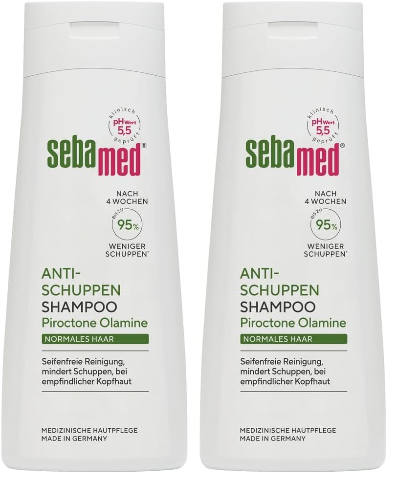 Sebamed Anti-Schuppen Shampoo 200 ml, bis zu 95% weniger Schuppen nach nur 4 Wochen, für normales Haar, zur täglichen Haarwäsche geeignet, Schuppen Shampoo für Männer und Frauen (Packung mit 2)