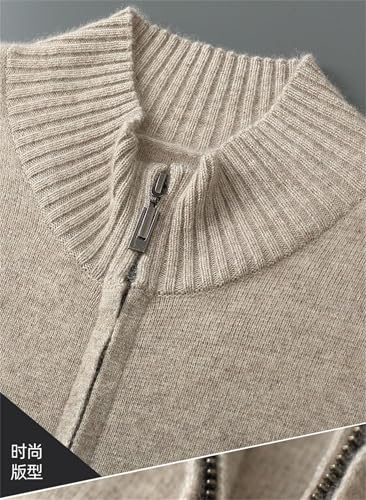 Men's Loose Crewneck Cashmere Cardigan Rib Knit Cardigan Sweater Casual Knitted Sweater with Pockets3