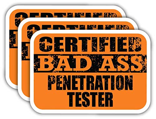 (x3) Certified Bad Ass Penetration Tester Stickers | Cool Funny Occupation Job Career Gift Idea | 3M Sticker Vinyl Decal for Laptops, Hard Hats, Windows, Cars