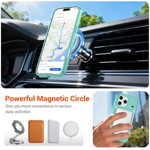 Image of SUPFINE Magnetic for iPhone 17 Pro Max Case Blue Green | (Compatible with MagSafe)(Military Grade Drop Protection)(Camera Protection)Translucent Matte Phone Cover