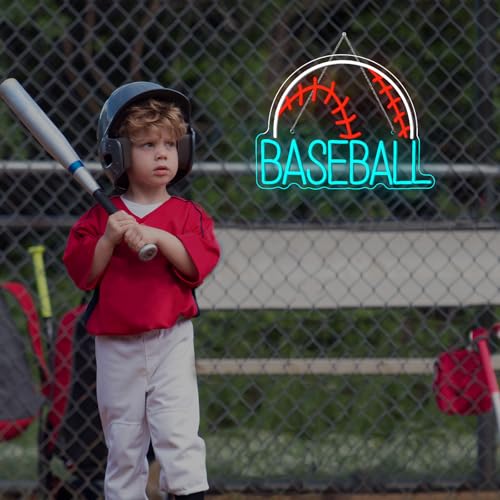 Image of Baseball Neon Sign LED Sports Light USB Powered Used Blue Sign Up Gym Room Baseball Light for Wall Art Decor Neon Gifts for Teens in Christmas Party