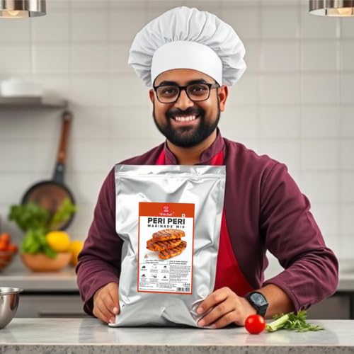 Image of EL The Cook Peri Peri Marinade Mix | 1 kg Marinates 20kg Portuguese-Style Grill, Tikka & Grilled Chicken, Veg, Seafood | Bulk high yield Horeca pack| FSSAI Certified | 1 KG