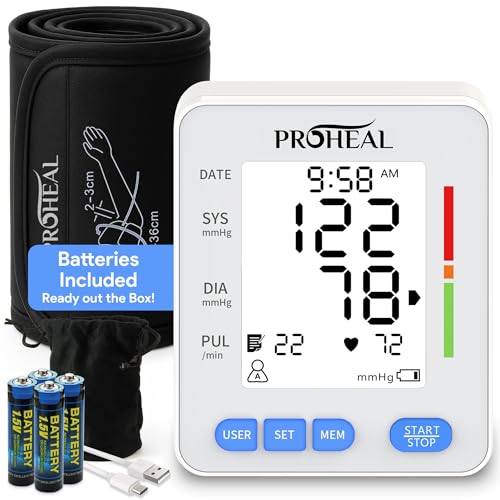 Blood Pressure Monitor for Home Use with Large Upper Arm Cuff - Automatic Talking Pulse and BP Machine with 240 Memory Recalls for 3 Users - Carrying Bag and Batteries Included, Backlit Digital LCD