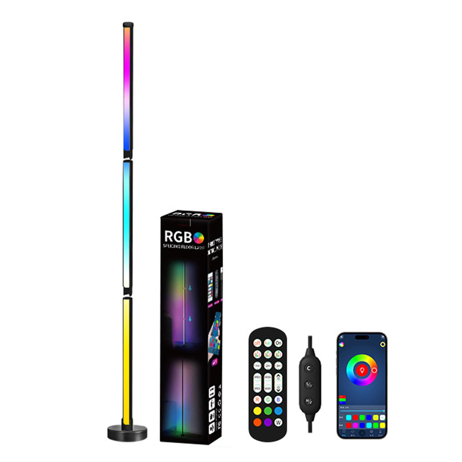 Smart LED Floor Lamp, 122CM LED Corner Floor Lamp Dimmable Modern RGB Color Changing Smart Lamp with Remote & APP Control Color Changing Ambience Light for Living Room Bedroom