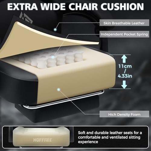 HOFFREE Gaming Chair Computer Chair with Speakers Massage Game Chairs with Footrest Bluetooth High Back Ergonomic Computer Gaming Chairs for Adults Reclining Video Gamer Chair Black の商品画像 5
