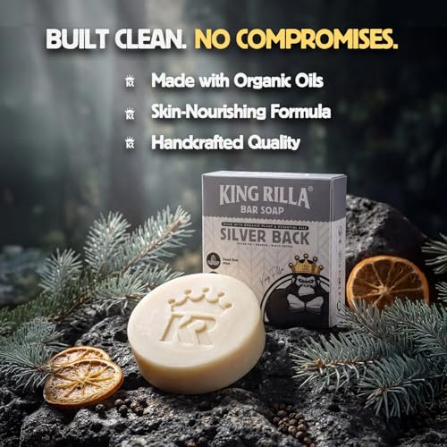Image of Organic Cold Process Soap Bars for Men, Moisturizing Body Wash 3-Pack | Handcrafted Detoxifying Skincare Set Lasts 3X Longer, USDA Organic, Sulfate & Paraben Free, 3 x 4 oz Silver Back